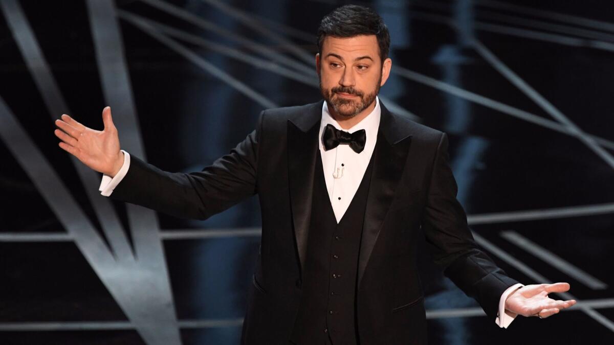 Jimmy Kimmel is shown hosting the 89th Academy Awards in February.