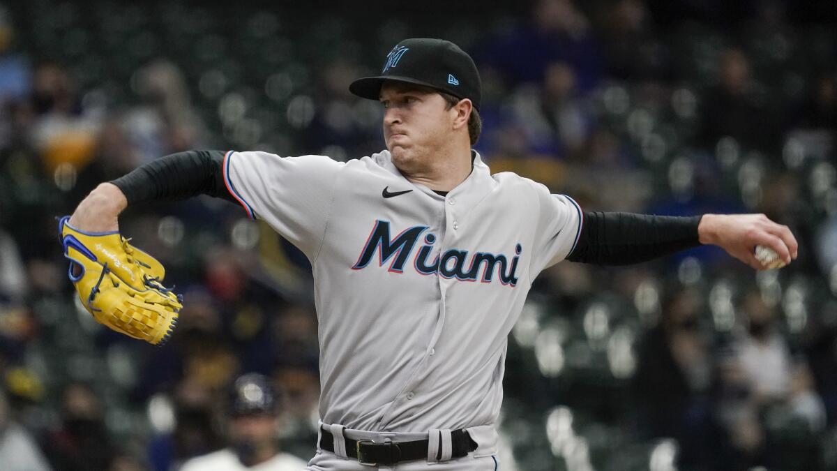 Dickerson leads way as Marlins beat Burnes, Brewers 8-0 - The San