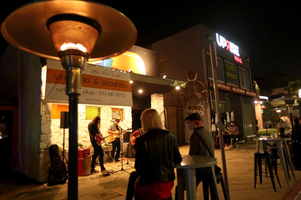 A live band entertains customers at ArtBarLA in Mar Vista.
