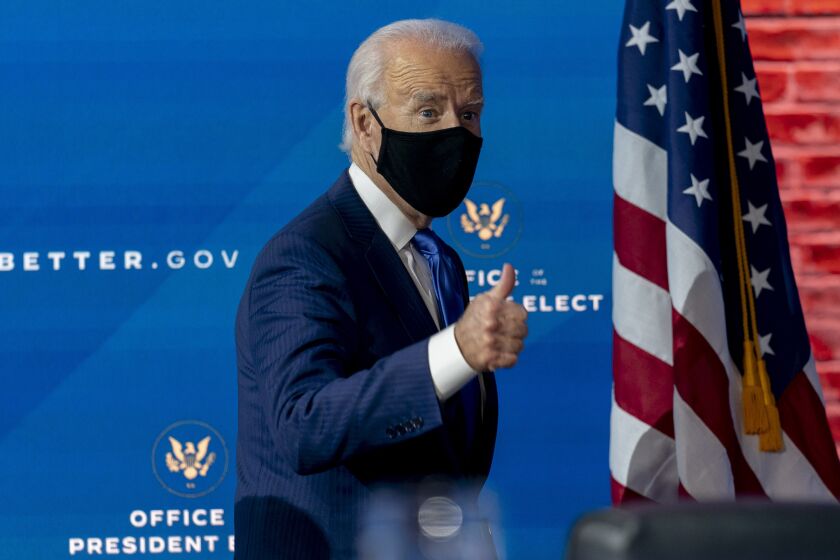 President-elect Joe Biden has frequently emphasized mask-wearing as a “patriotic duty."