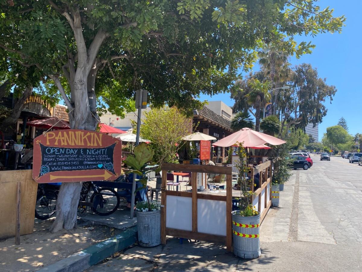 Pannikin coffee shop on Girard Avenue in La Jolla expanded its outdoor seating options during the COVID-19 pandemic.