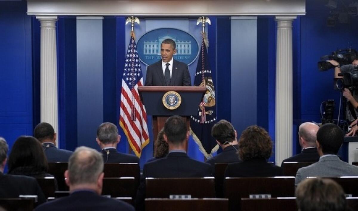 President Obama delivers a statement on the "super committee" at the White House on Nov. 21, 2011.