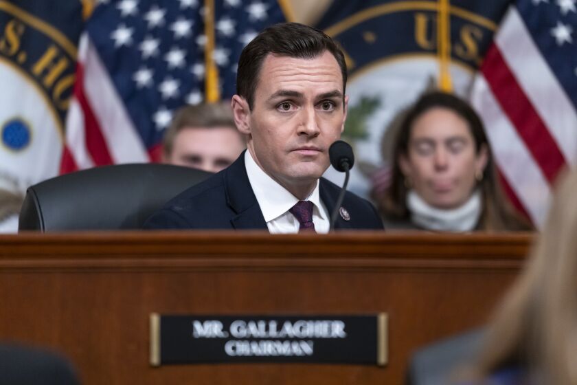 Chairman Mike Gallagher, R-Wis., leads a special House committee dedicated to countering China holds a hearing at the Capitol in Washington, Tuesday, Feb. 28, 2023. (AP Photo/J. Scott Applewhite)