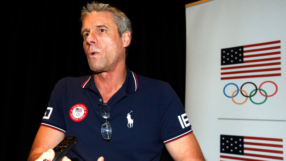 Karch Kiraly talks to reporters during a USOC Olympic media summit last month in Beverly Hills.