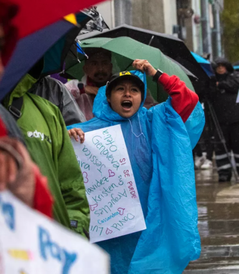 Empleados del LAUSD en huelga frente