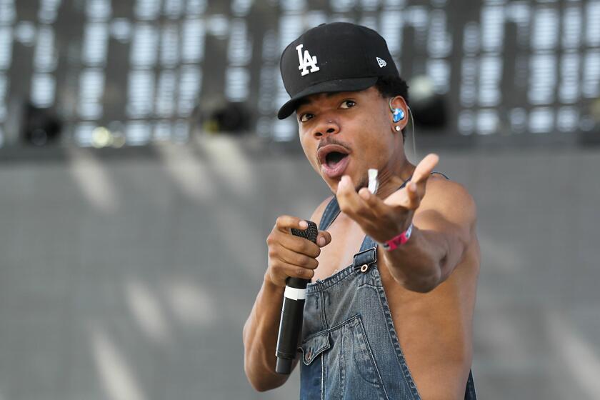 Chance the Rapper performs on the main stage during the first weekend of the Coachella Valley Music and Arts Festival in Indio. His second weekend performance was canceled.