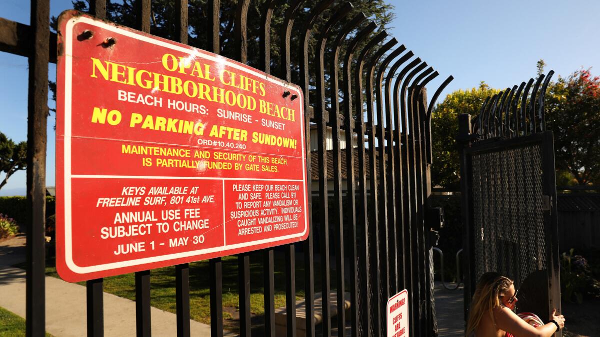 The entry gate at Opal Cliffs Beach.