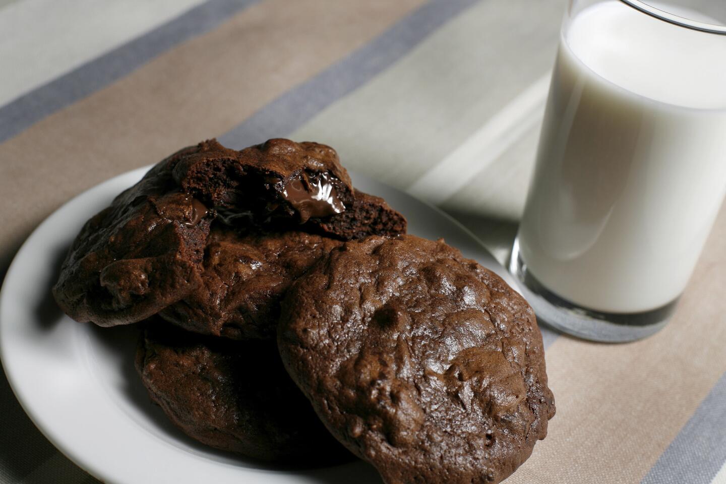 Ooey-gooey double-chocolate cookies