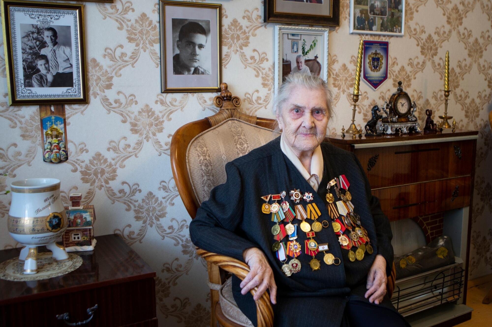 Valentina Efremova, 96, served as a nurse in field hospitals on the front lines throughout World War II and now lives in Yakutsk, Russia.