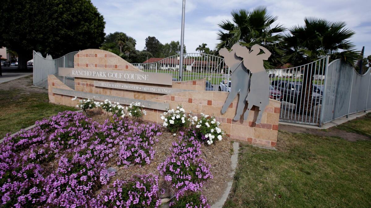 The entrance to the Rancho Park Golf Course in Los Angeles.