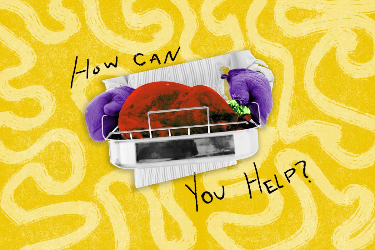 Illustration of someone serving a turkey