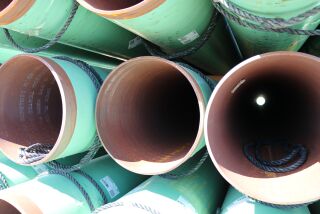Natural gas pipes at a San Diego Gas & Electric staging area that will be used in the company's Line 1600 project.