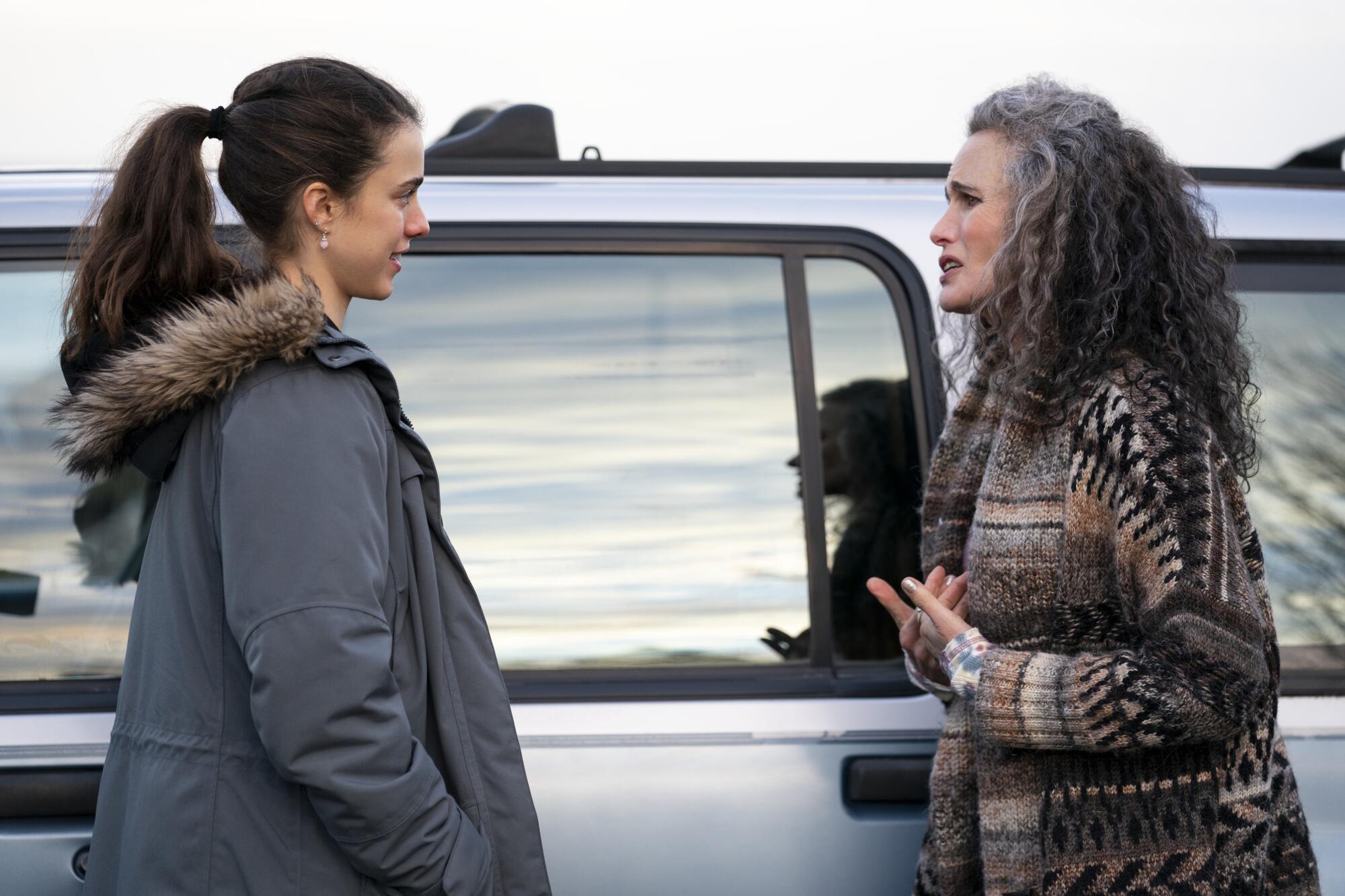 Margaret Qualley as Alex and Andie MacDowell as Paula in "Maid."