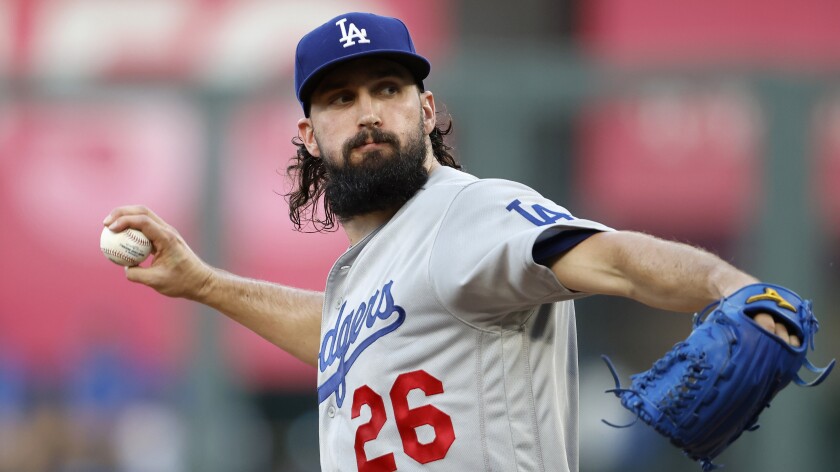  Dodgers pitcher Tony Gonsolin delivers during a baseball game in Kansas City, Mo.