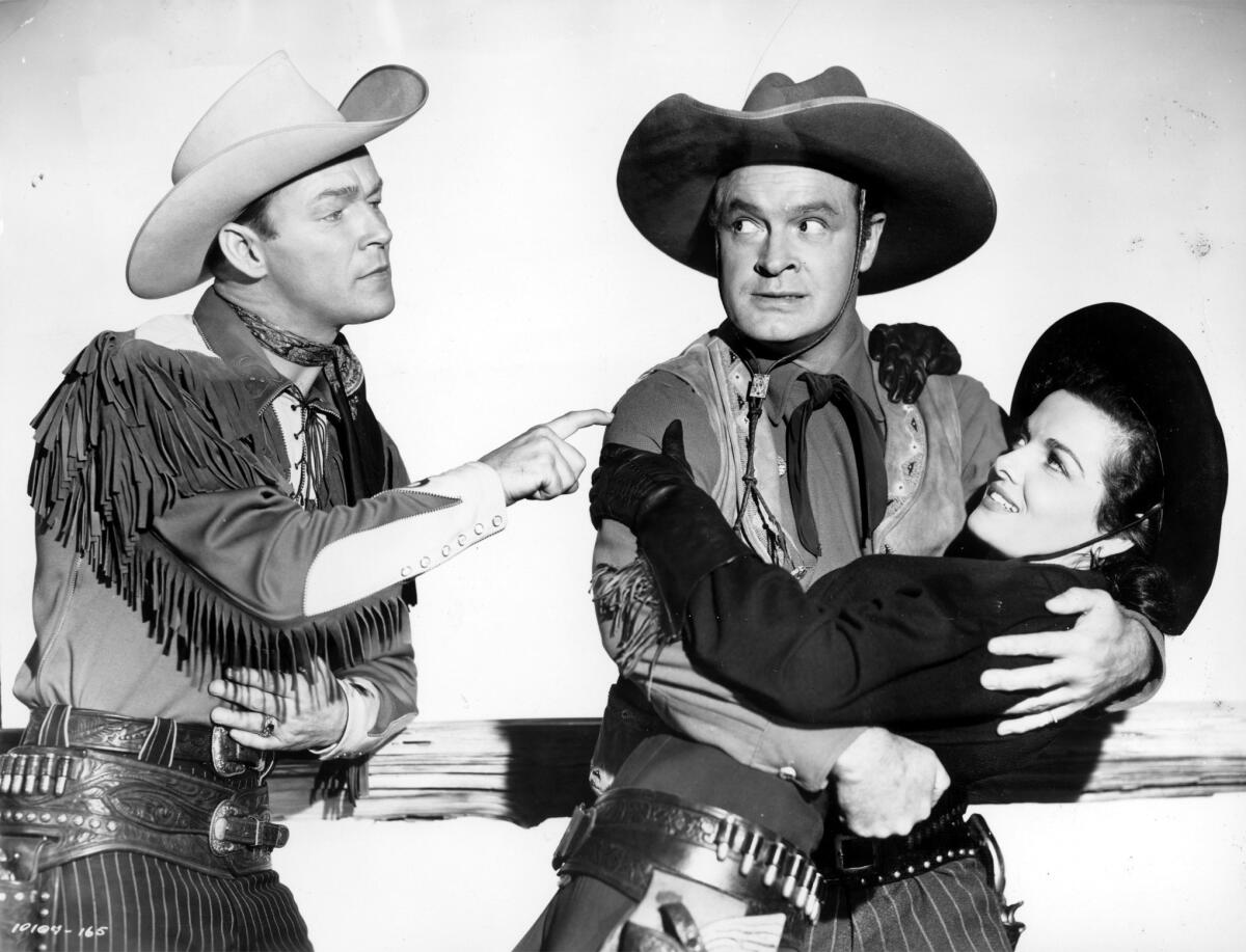 Roy Rogers, Bob Hope and Jane Russell in "Son of Paleface."