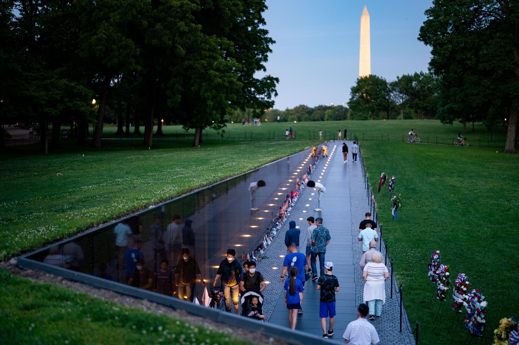 People view the Vietnam Veterans Memorial on Memorial Day in Washington.