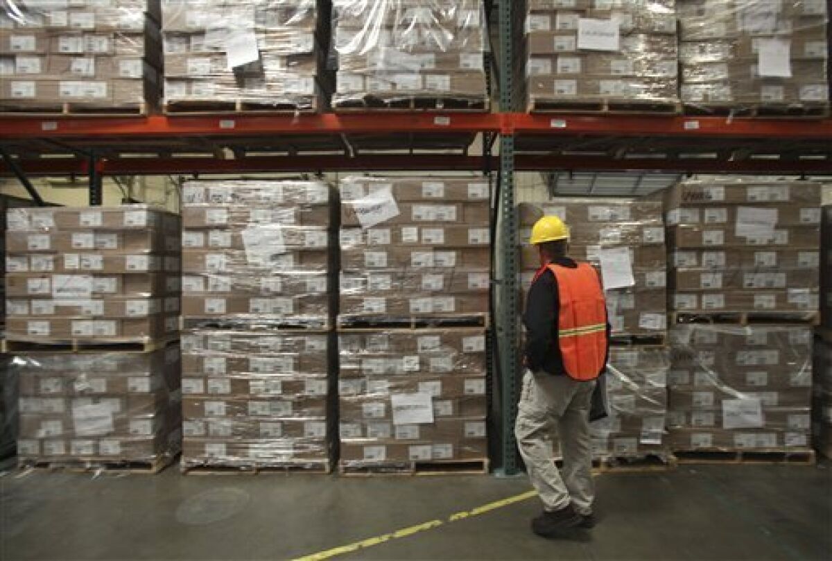 Boxes of swine flu antiviral is seen stored in a state warehouse in an undisclosed place near Sacramento, Calif., Thursday, April 30, 2009. (AP Photo/Rich Pedroncelli, Pool)