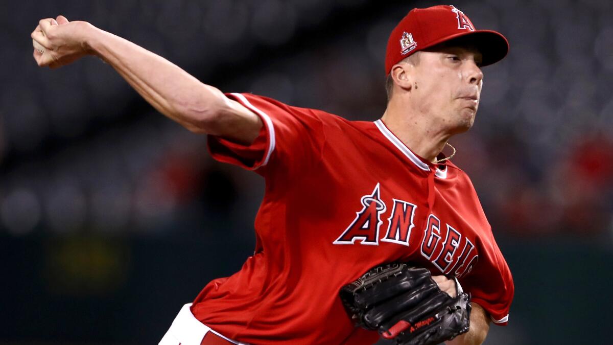 Angels starter Alex Meyer went four innings against the A's on Wednesday, giving up five hits and two runs.