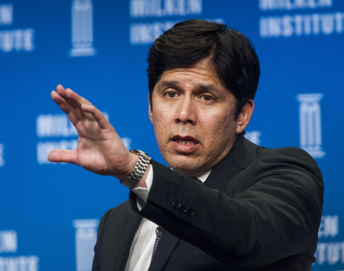 Senate leader Kevin de Leon (D-Los Angeles), pictured here at a conference in Los Angeles in April, authored a resolution supporting Pope Francis' encyclical on climate change.
