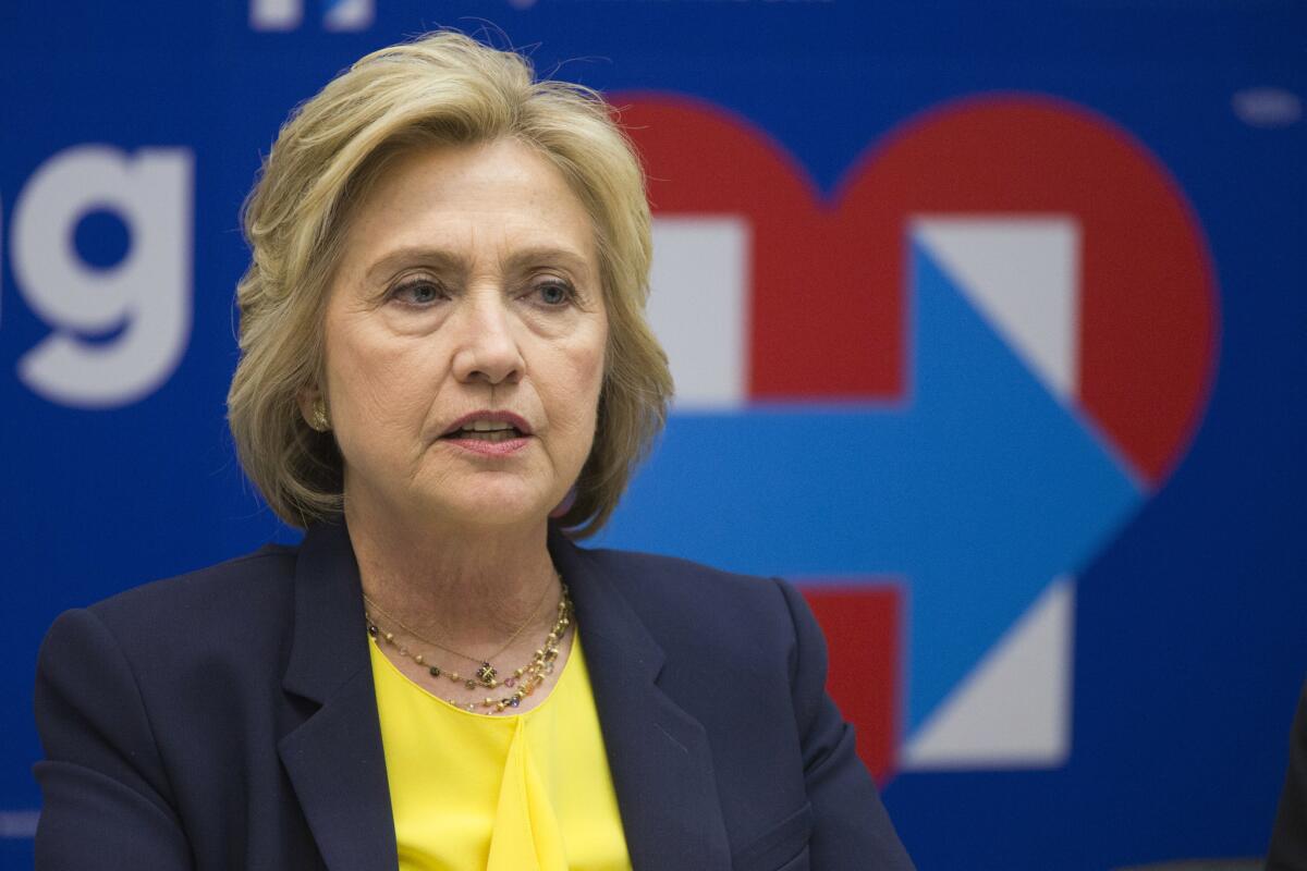 Democratic presidential candidate Hillary Clinton speaks in New York on May 12.