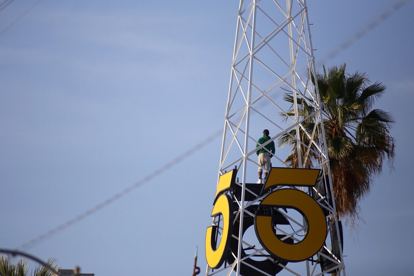 A man climbed KTLA's iconic Hollywood tower on Wednesday, prompting the closure of Sunset Boulevard near Bronson Avenue.