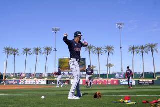 Cleveland Guardians shortstop Brayan Rocchio warms up prior to a spring training baseball game.