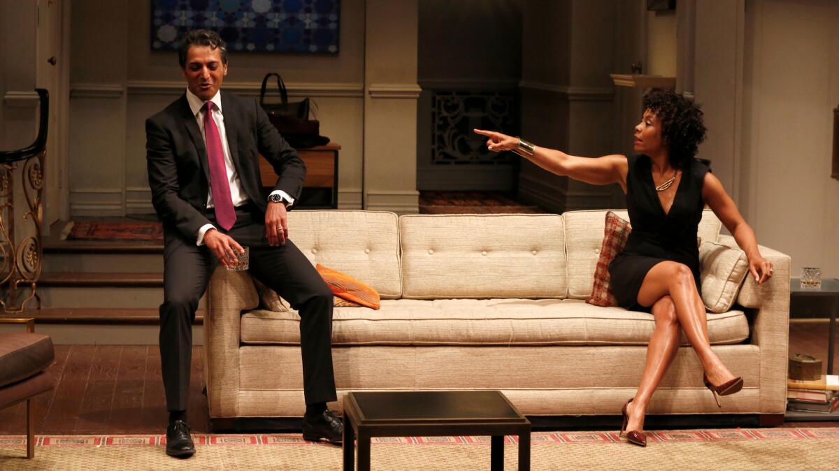 Hari Dillon (as Amir) and Karen Pittman (Jory) star in a scene from "Disgraced."
