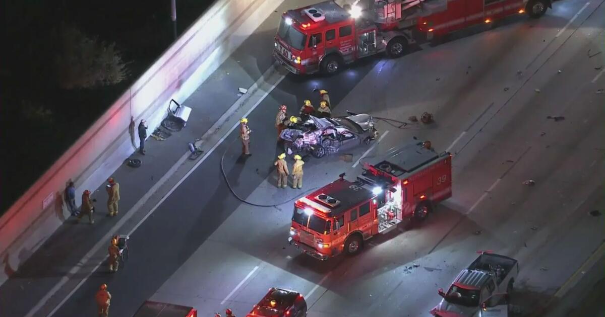 Crashes close lanes on 405 and 110 freeways