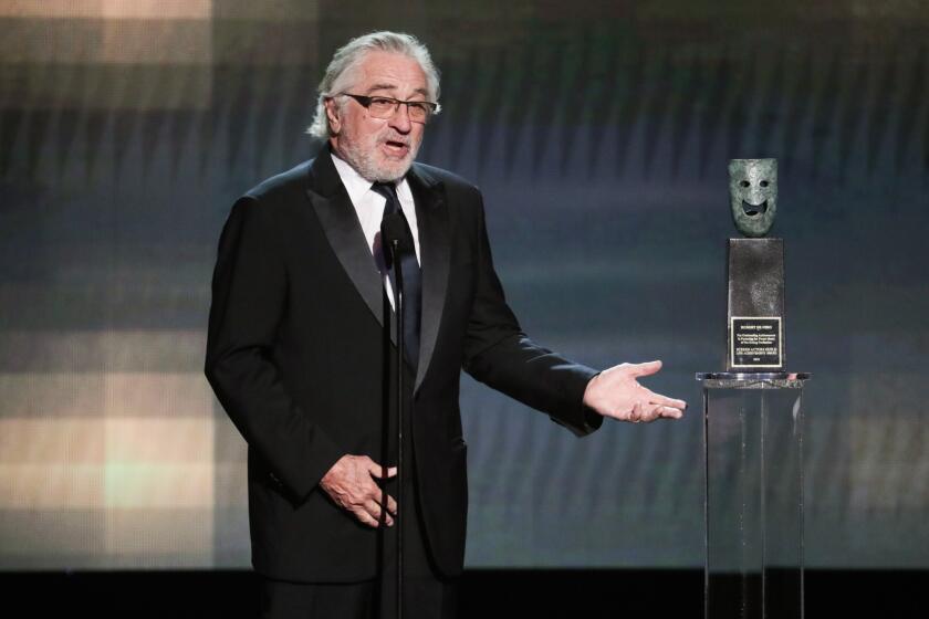 LOS ANGELES, CA - January 19, 2020: Robert De Niro is presented with a lifetime achievement award during the show at the 26th Screen Actors Guild Awards at the Los Angeles Shrine Auditorium and Expo Hall on Sunday, January 19, 2020. (Robert Gauthier / Los Angeles Times)