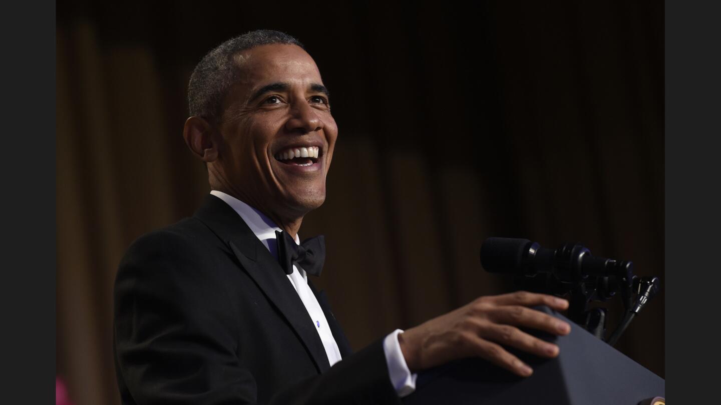 President Obama speaks at the White House Correspondents' Assn. dinner.