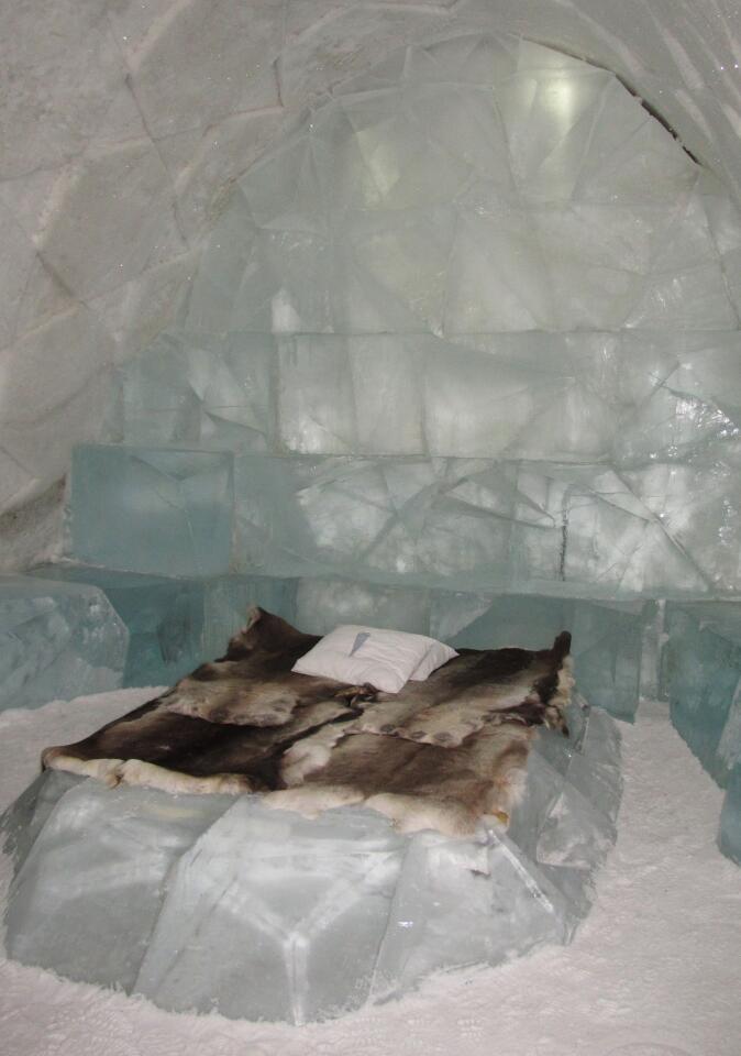 During the winter, you may be inclined to seek warmer weather on your travels. Not visitors to the Icehotel in Jukkasjarvi, Sweden. Not only is the hotel located about 124 miles above the Arctic Circle, it's made of ice, even its beds. It features a church, main hall and an ice bar that serves drinks in glasses carved from ice. More photos...