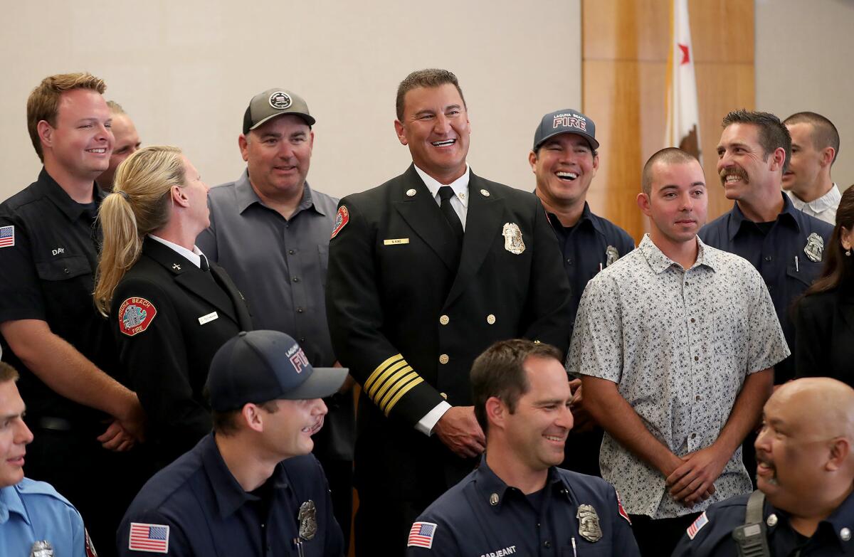Members of the Laguna Beach Fire Department pose with new Fire Chief Niko King.