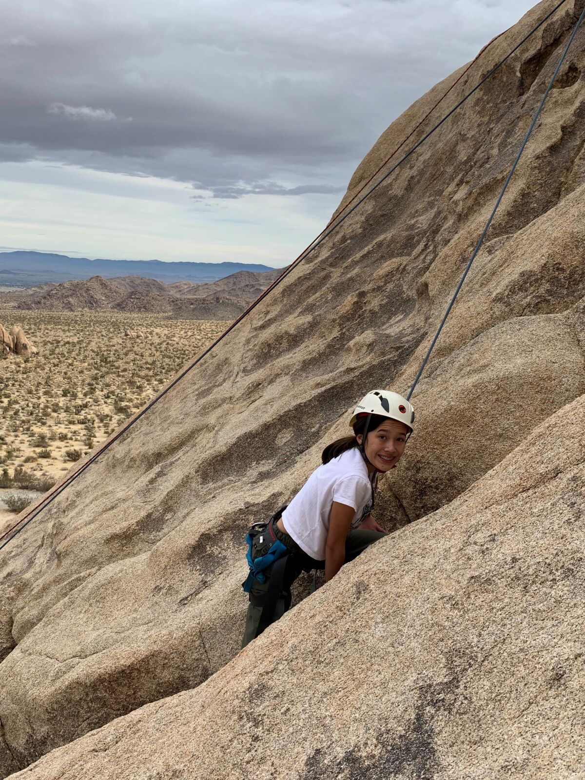 Arden Sur rock climbing at Joshua Tree.