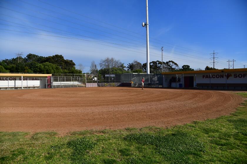 The softball field at Torrey Pines High School.
