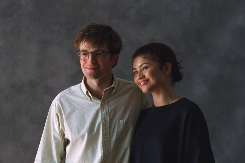 Robert Pattinson, left, and Zendaya in a scene from "The Drama.'"