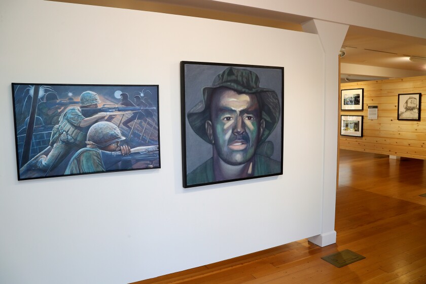 Oil painting by Ed Bowen at "Through their eyes: works of art by active military and veterans" in the Heroes' Hall of Costa Mesa.
