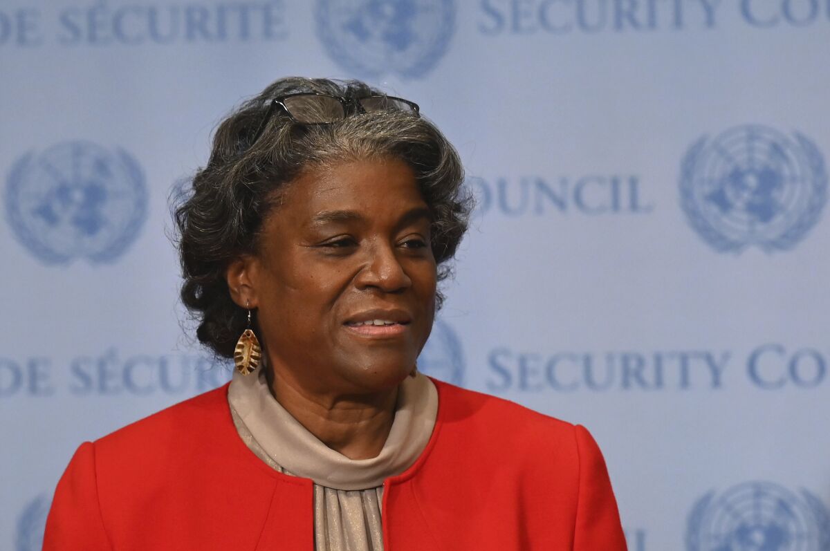 Linda Thomas-Greenfield speaks at the United Nations.