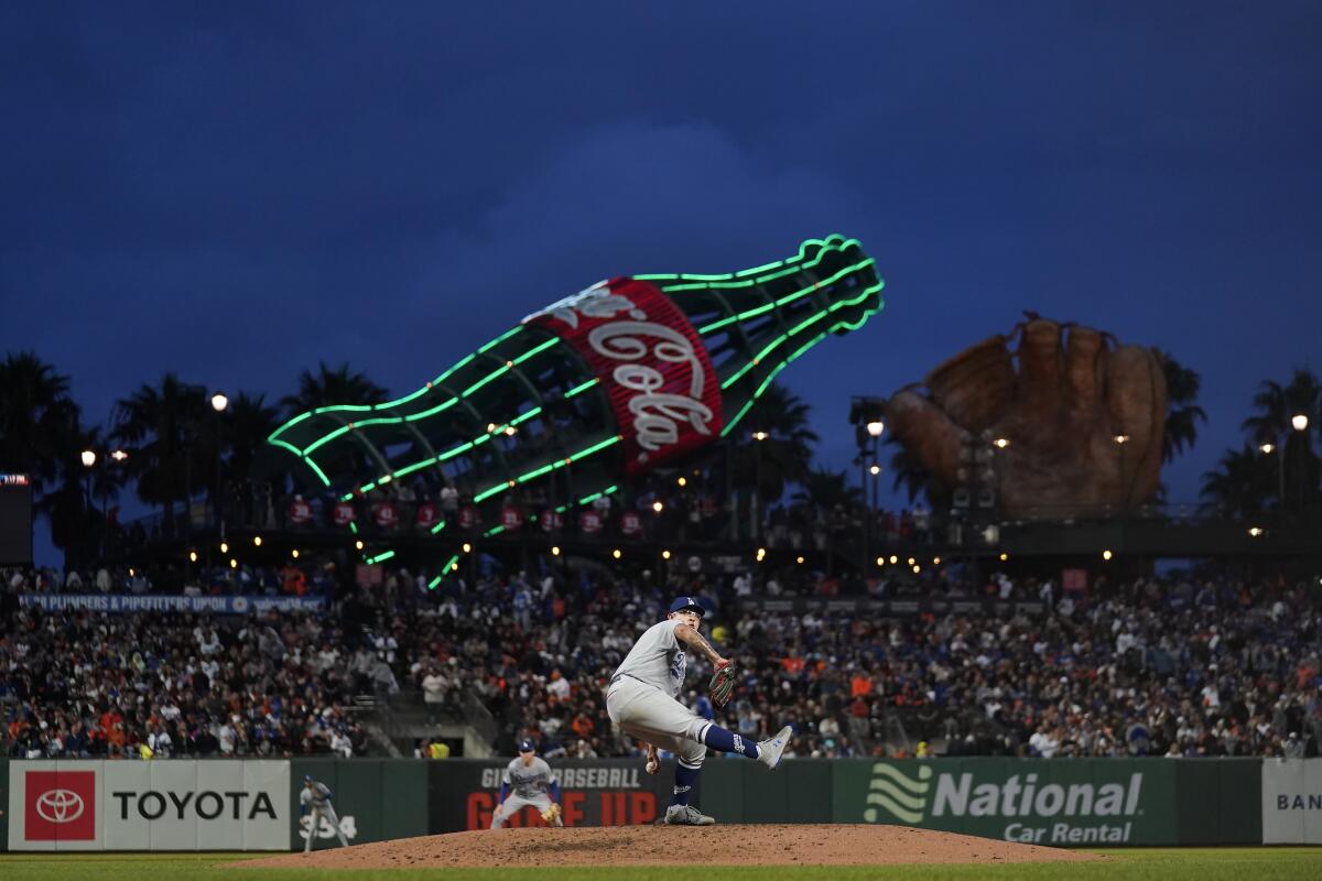 Dodgers pitcher Julio Urias delivers against the San Francisco Giants on Sept. 17, 2022. 