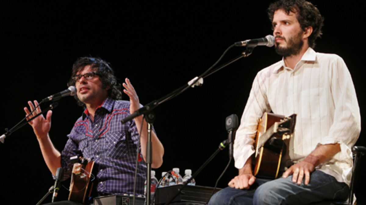 The Flight of the Conchords specialize in musical parody and absurdity.