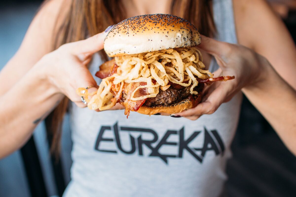 The Cowboy is one of 10 burgers served at Eureka!, a new restaurant that opened April 29 in Carlsbad's Bressi Ranch.