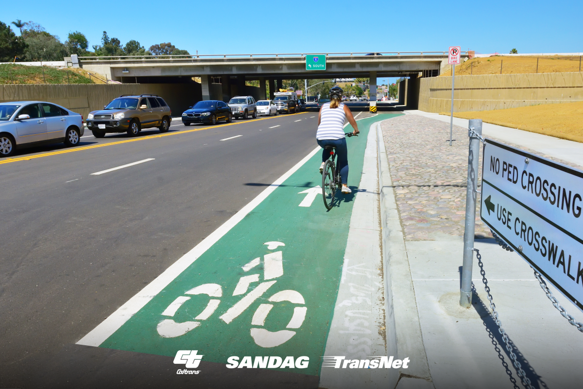 A recently completed west-bound bike lane.