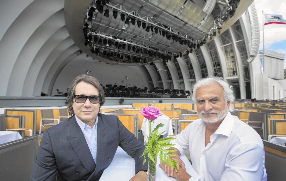 Andrew Hewitt, left, and Bill Silva bring a mix of music to the Hollywood Bowl.