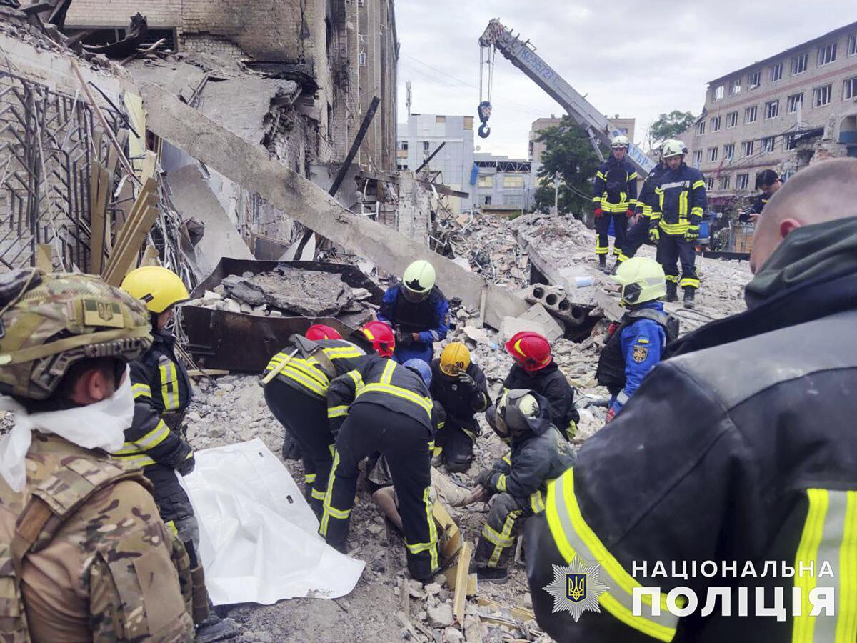 Restaurant destroyed by a Russian attack in Kramatorsk, Ukraine