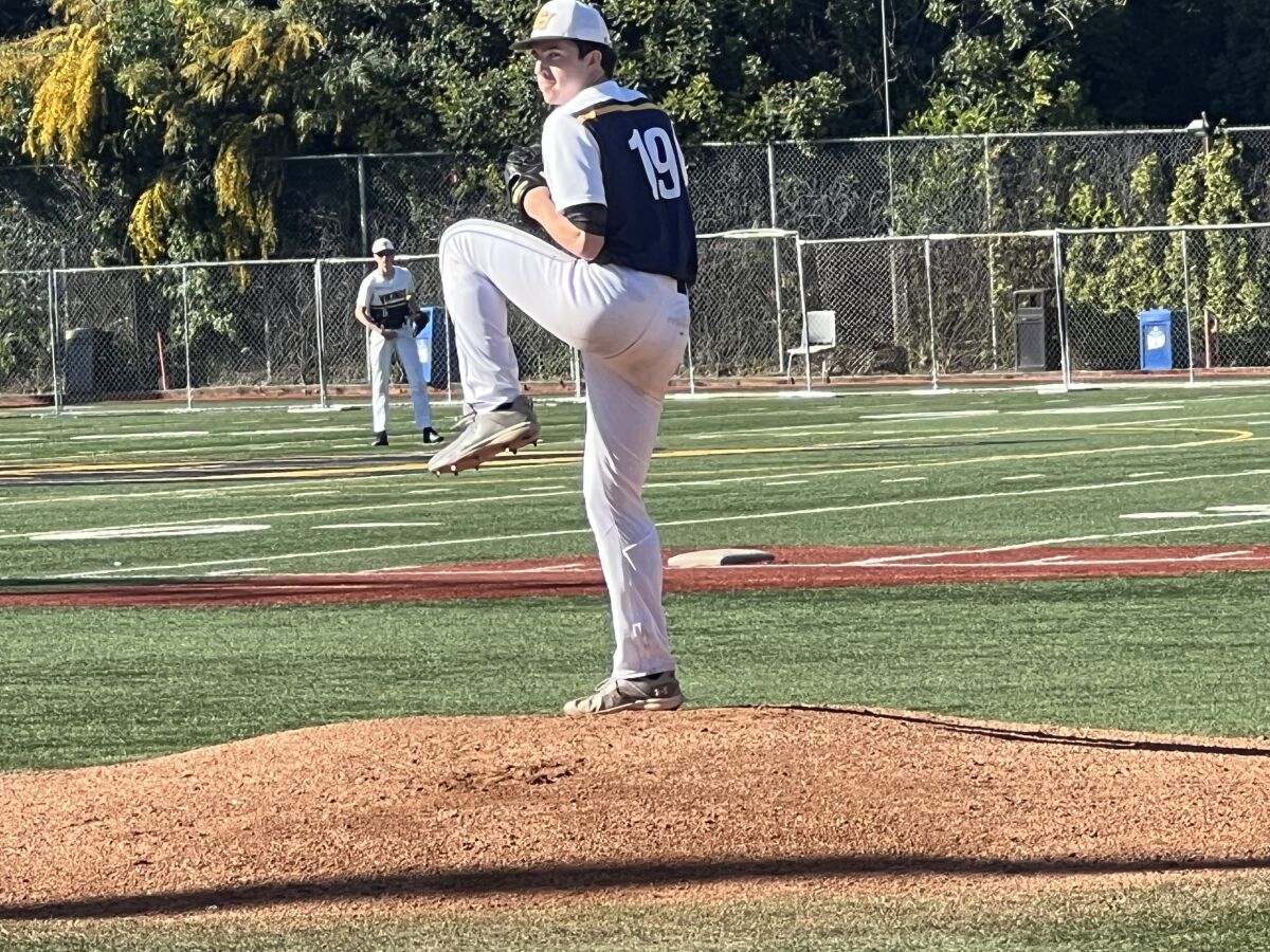Tanner Mahon of Campbell Hall High delivers a pitch.