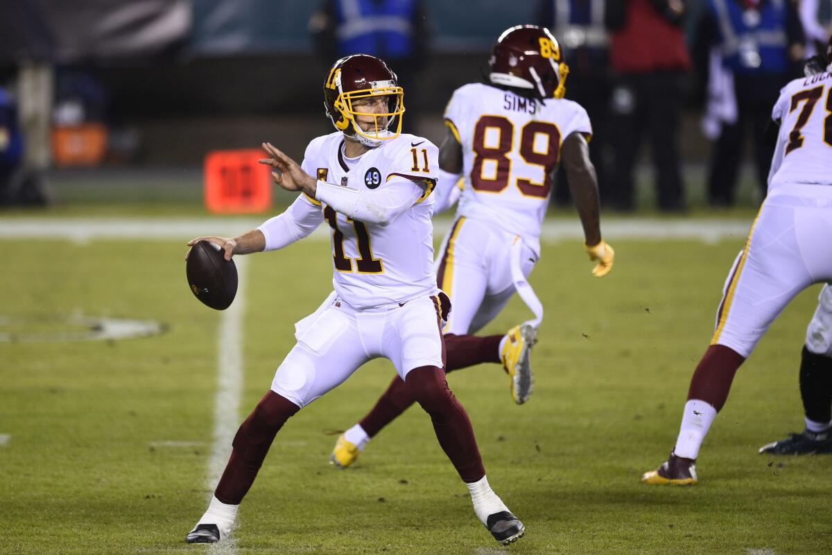 Washington quarterback Alex Smith passes against the Philadelphia Eagles on Sunday night.