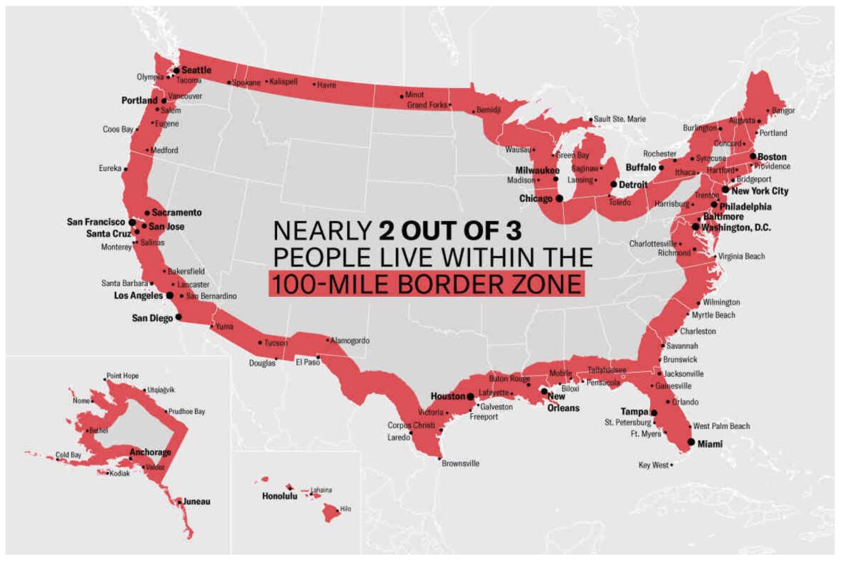 A red zone fills the outline of the United States.