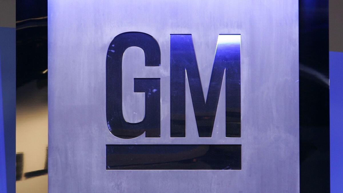 This file photo taken on Jan. 15, 2008, shows the General Motors logo.