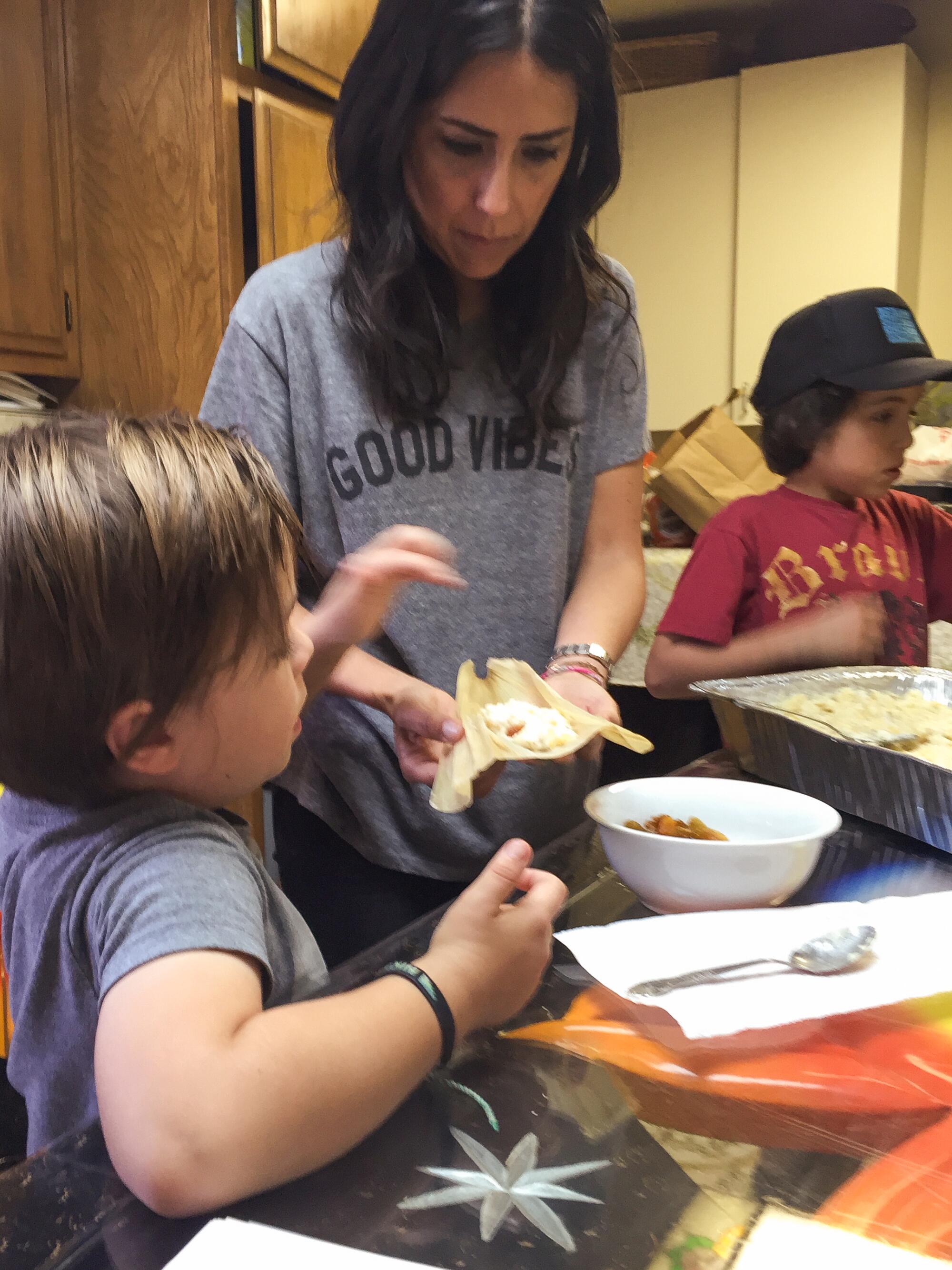 Natalia Molina's family prepares tamales.