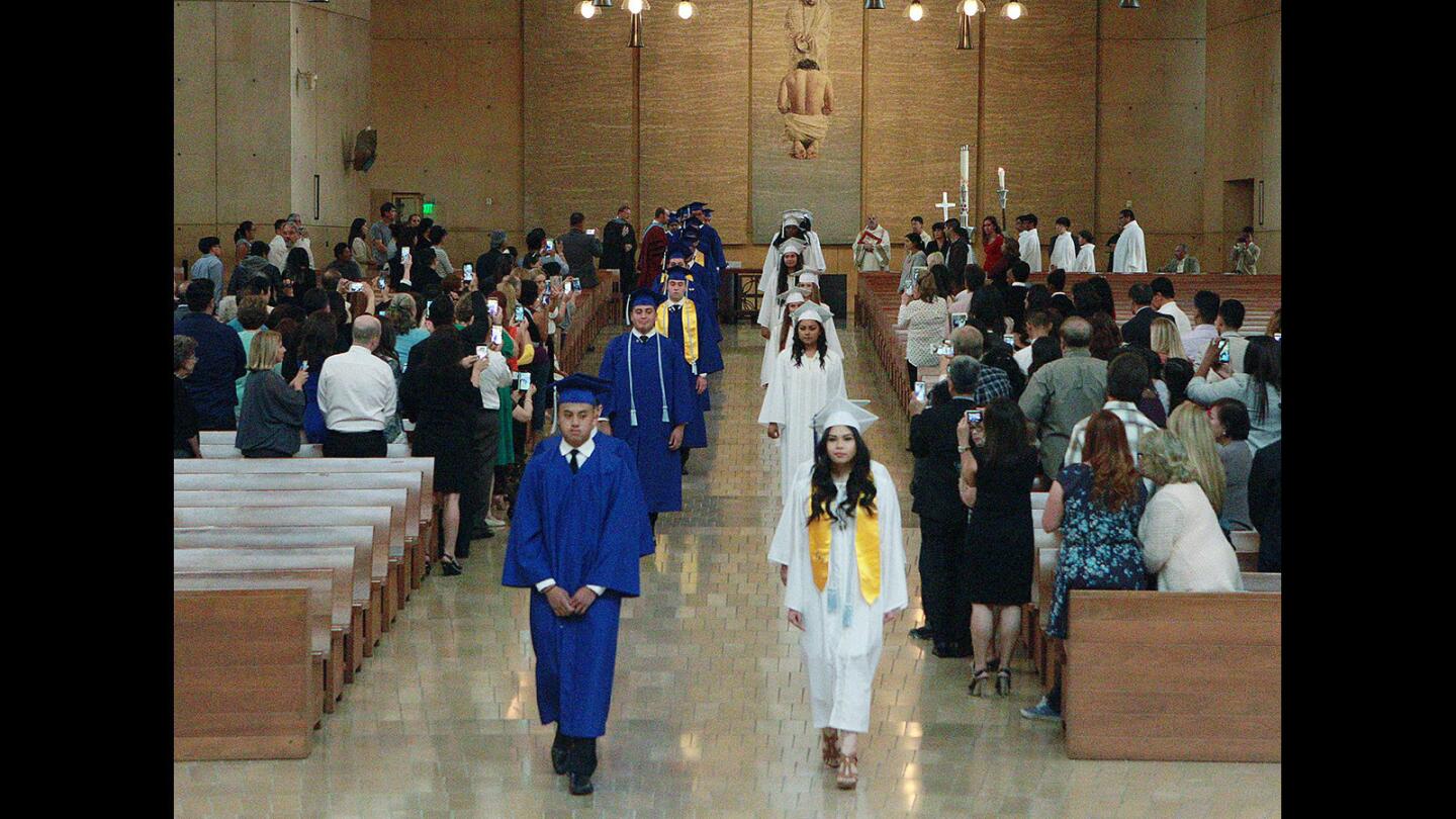 The 2016 Bell-Jeff graduating class makes its way into the sancutary for graduation at Cathedral of Our Lady of the Angels in Los Angeles on Saturday, May 28, 2016.