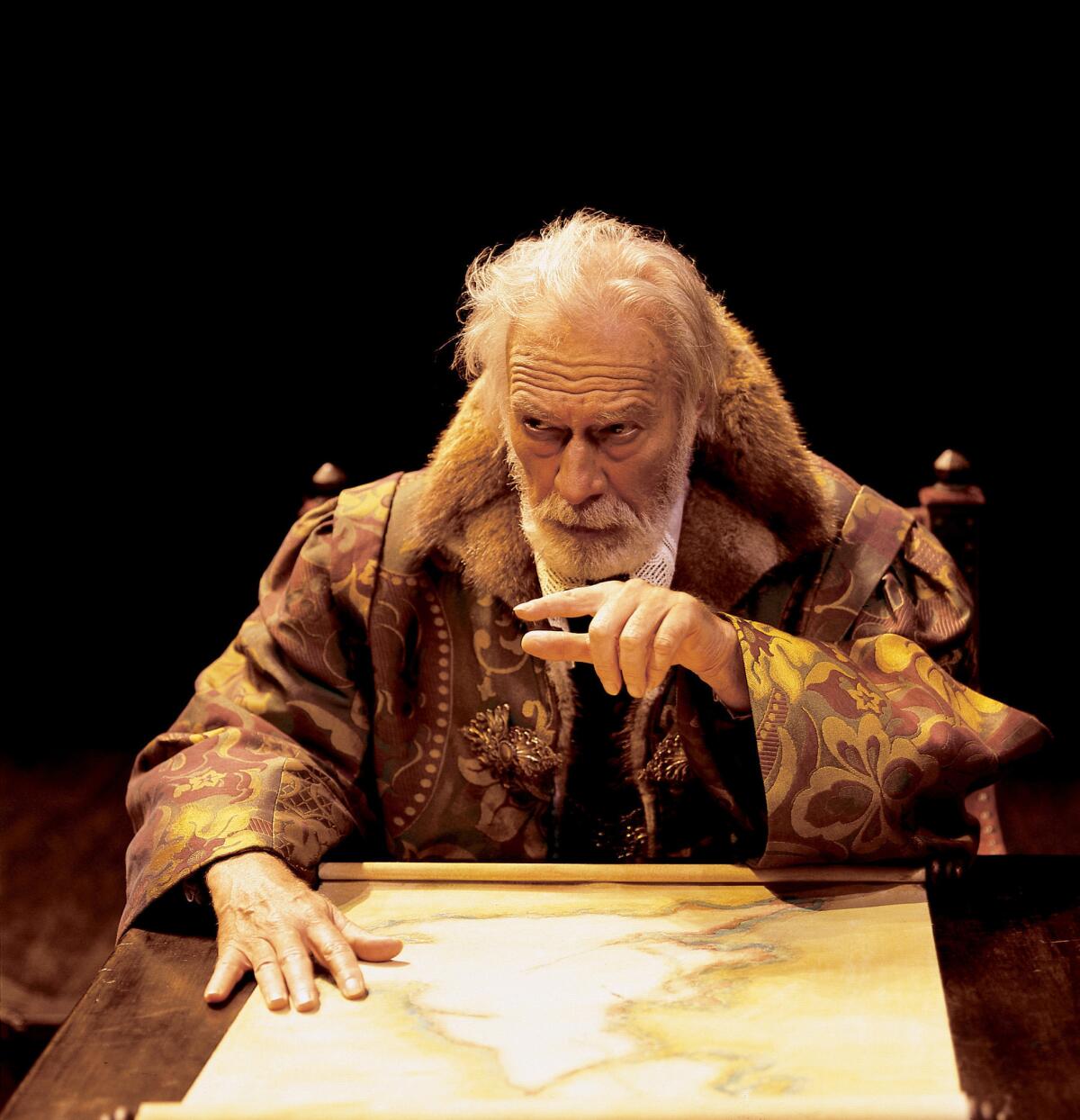 Christopher Plummer onstage as King Lear in 2002.